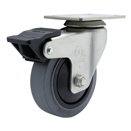 3.5" x 1.5" Conductive TPR Wheel,3.7" x 2.6" Top Plate Swivel Casters with Nylon Total Lock, 187 lbs Load Rating