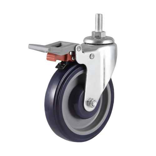 4" x 1" Premium PU Wheel, Threaded Stem Casters with Nylon Total Lock, 176 lbs Load Rating
