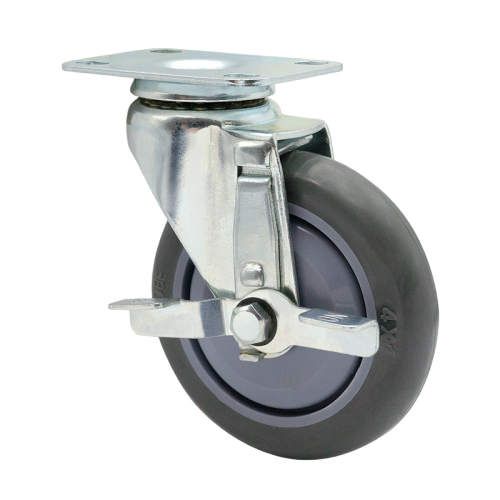 4" x 1" Noise Reducing PU Wheel,3" x 2.4" Top Plate Swivel Casters with Metal Side Brake, 132 lbs Load Rating