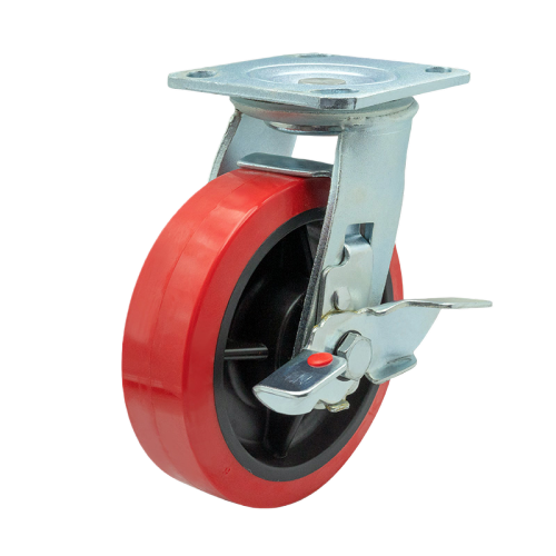 5" x 2" Premium PU Wheel,4.5" x 4" Top Plate Swivel Casters with Metal Side Brake, 551 lbs Load Rating