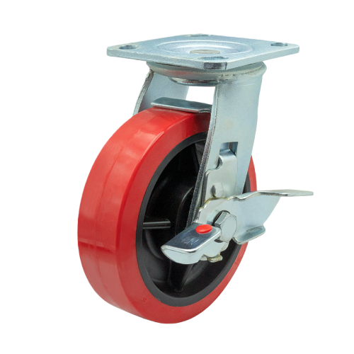 6" x 2" Premium PU Wheel,4.5" x 4" Top Plate Swivel Casters with Metal Side Brake, 661 lbs Load Rating