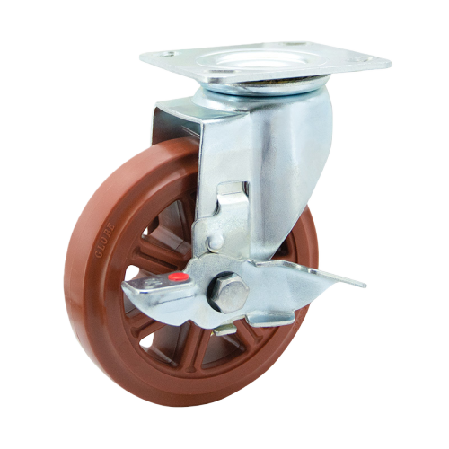 8" x 2" PP Wheel,4.5" x 4" Top Plate Swivel Casters with Metal Side Brake, 772 lbs Load Rating