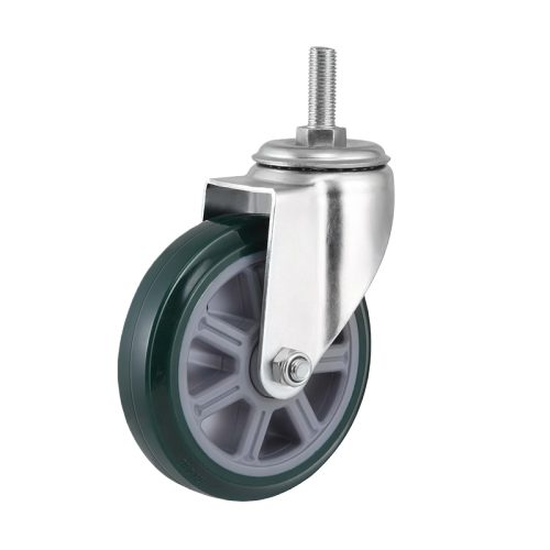 8" x 2" Noise Reducing PU Wheel, Threaded Stem Casters, 772 lbs Load Rating