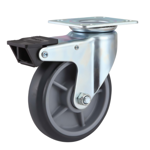 8" x 2" Premium TPR Wheel,4.5" x 4" Top Plate Swivel Casters with Nylon Total Lock, 485 lbs Load Rating