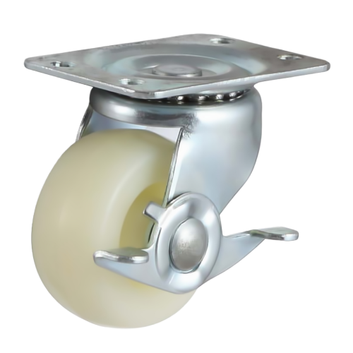 3" x 1" Nylon Wheel,4" x 3" Top Plate Swivel Casters with Metal Side Brake, 154 lbs Load Rating