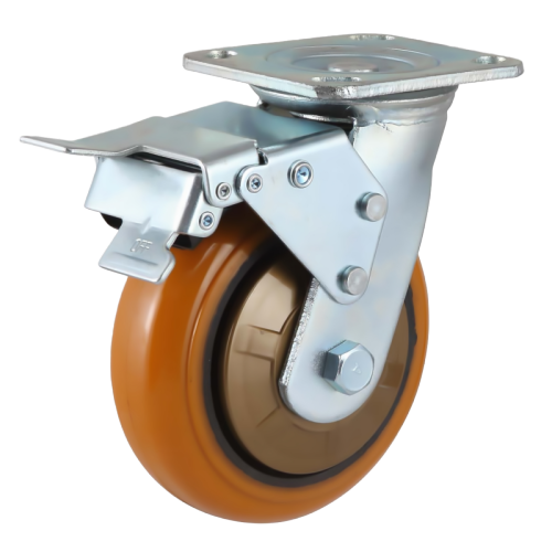 6" x 2" Polyurethane Wheel,4.5" x 4" Top Plate Swivel Casters with Metal Total Lock, 904 lbs Load Rating