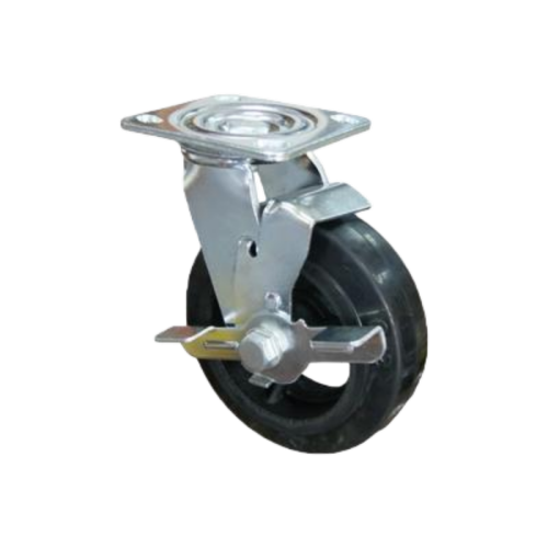 4" x 2" Rubber Wheel,4.5" x 4" Top Plate Swivel Casters with Metal Side Brake, 353 lbs Load Rating