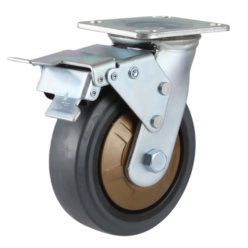 6" x 2" Noise Reducing Rubber Wheel,4.5" x 4" Top Plate Swivel Casters with Metal Total Lock, 772 lbs Load Rating