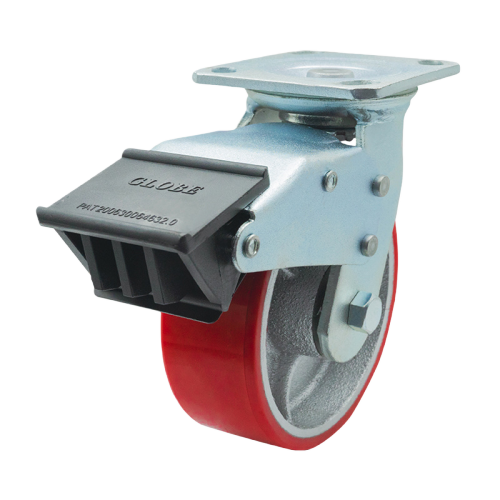 6" x 2" Polyurethane Wheel,4.5" x 4" Top Plate Swivel Casters with Nylon Total Lock, 904 lbs Load Rating