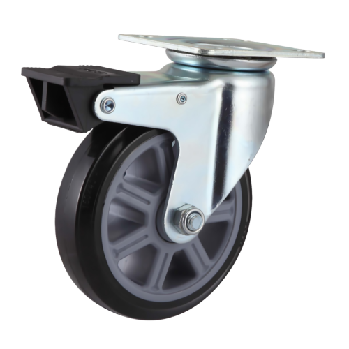 6" x 1.5" Premium PU Wheel,4.5" x 4" Top Plate Swivel Casters with Nylon Total Lock, 661 lbs Load Rating