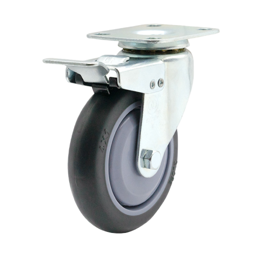4" x 1" Premium TPR Wheel,3" x 2.4" Top Plate Swivel Casters with Metal Total Lock, 132 lbs Load Rating