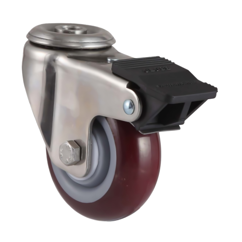 3.5" x 1.5" Premium PU Wheel, Bolt Hole Casters with Nylon Total Lock, 243 lbs Load Rating