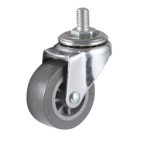2" x 1" Premium TPR Wheel, Threaded Stem Casters, 66 lbs Load Rating