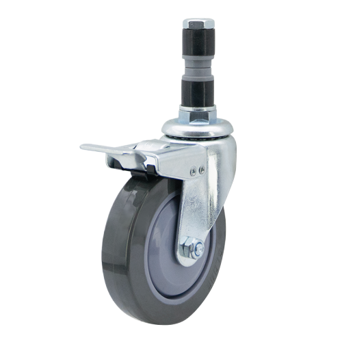 3" x 1" Noise Reducing PU Wheel, Expanding Stem Casters with Metal Total Lock, 110 lbs Load Rating