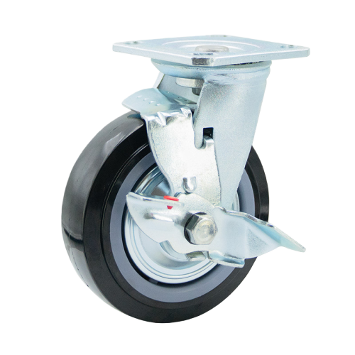 6" x 2" Premium PU Wheel,4.5" x 4" Top Plate Swivel Casters with Metal Side Brake, 904 lbs Load Rating