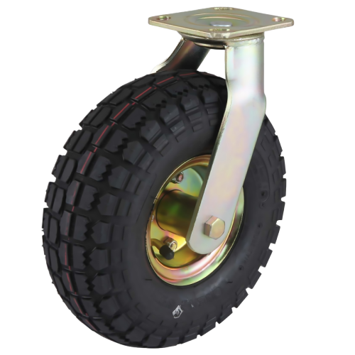 10" x 3.5" Pneumatic Rubber Wheel,4.5" x 4" Top Plate Swivel Casters, 300 lbs Load Rating