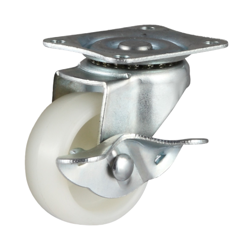 3" x 1" Nylon Wheel,2.8" x 2.3" Top Plate Swivel Casters with Metal Side Brake, 110 lbs Load Rating