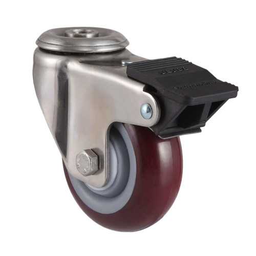 3.5" x 1.5" Premium PU Wheel, Bolt Hole Casters with Nylon Total Lock, 243 lbs Load Rating