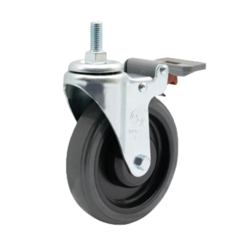 3" x 1" Noise Reducing PU Wheel, Threaded Stem Casters with Nylon Total Lock, 132 lbs Load Rating