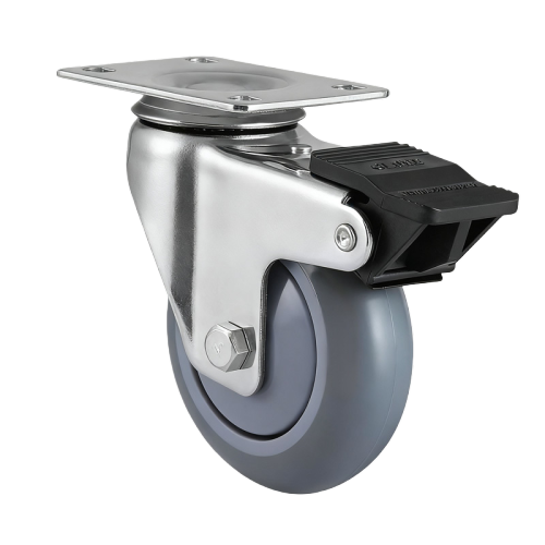 3.5" x 1.5" Premium TPR Wheel,3.7" x 2.6" Top Plate Swivel Casters with Nylon Total Lock, 187 lbs Load Rating