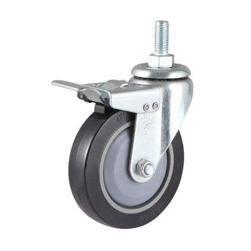3" x 1" Premium PU Wheel, Threaded Stem Casters with Metal Total Lock, 110 lbs Load Rating