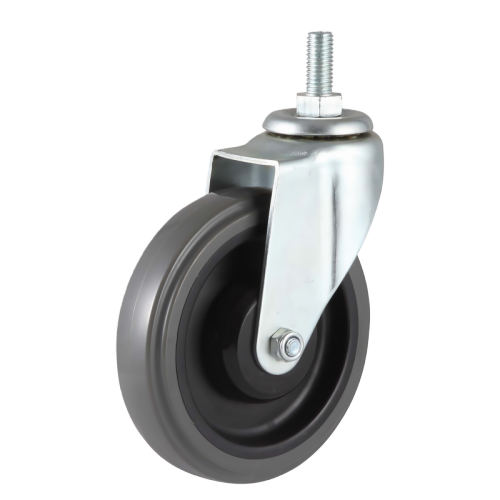 5" x 1" Noise Reducing PU Wheel, Threaded Stem Casters, 220 lbs Load Rating