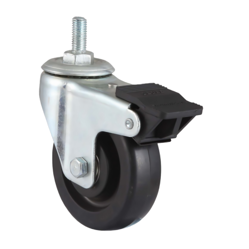 3" x 1.5" Phenolic Wheel, Threaded Stem Casters with Nylon Total Lock, 220 lbs Load Rating