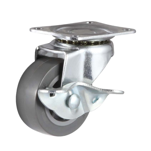 2" x 1" Noise Reducing PU Wheel,2.3" x 2" Top Plate Swivel Casters with Metal Side Brake, 66 lbs Load Rating