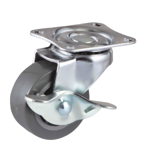 3" x 1" Premium TPR Wheel,2.8" x 2.3" Top Plate Swivel Casters with Metal Side Brake, 110 lbs Load Rating