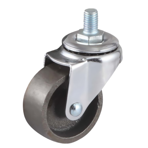 1.5" x 0.5" Ductile Iron Wheel, Threaded Stem Casters, 35 lbs Load Rating