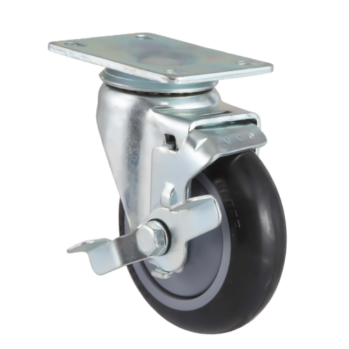 2.5" x 1" PP Wheel,4" x 2.8" Top Plate Swivel Casters with Metal Side Brake, 132 lbs Load Rating