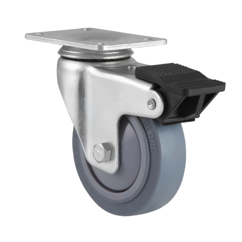 3.5" x 1.5" Premium TPR Wheel,3.7" x 2.6" Top Plate Swivel Casters with Nylon Total Lock, 187 lbs Load Rating