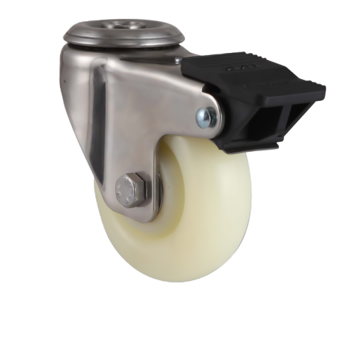 2.5" x 1.5" Nylon Wheel, Bolt Hole Casters with Nylon Total Lock, 176 lbs Load Rating
