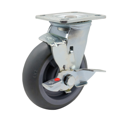 4" x 2" Premium TPR Wheel,4.5" x 4" Top Plate Swivel Casters with Metal Side Brake, 331 lbs Load Rating