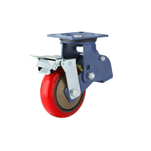 8" x 2" Polyurethane Wheel,5.5" x 4.3" Spring Loaded Casters with Metal Tread Brake, 882 lbs Load Rating