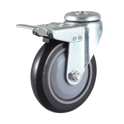5" x 1" Premium PU Wheel, Bolt Hole Casters with Metal Total Lock, 154 lbs Load Rating