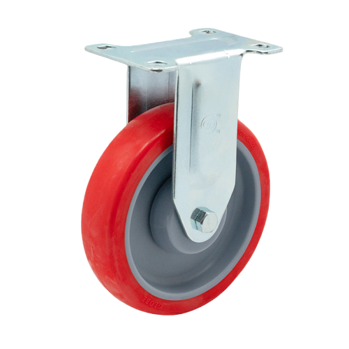 5" x 1" Premium PU Wheel,3.7" x 2.6" Top Plate Rigid Casters, 220 lbs Load Rating