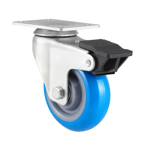3" x 1.5" Premium PU Wheel,3.7" x 2.6" Top Plate Swivel Casters with Nylon Total Lock, 220 lbs Load Rating