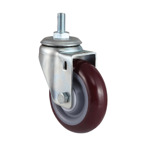 3" x 1.5" Premium PU Wheel, Threaded Stem Casters, 220 lbs Load Rating