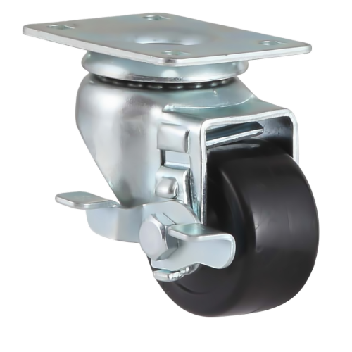 2.5" x 1.5" Premium Nylon Wheel,3.7" x 2.6" Top Plate Swivel Casters with Metal Side Brake, 331 lbs Load Rating