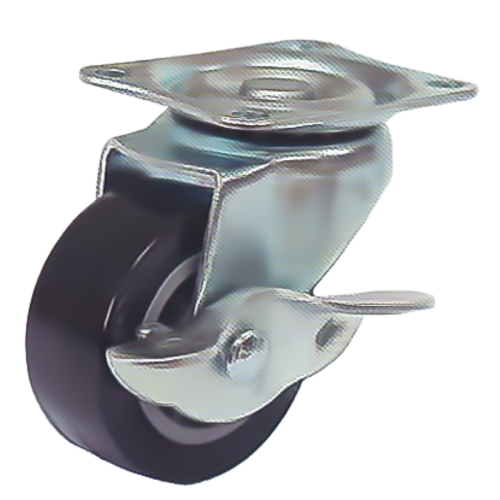 2" x 1" Premium PU Wheel,2.3" x 2" Top Plate Swivel Casters with Metal Side Brake, 66 lbs Load Rating
