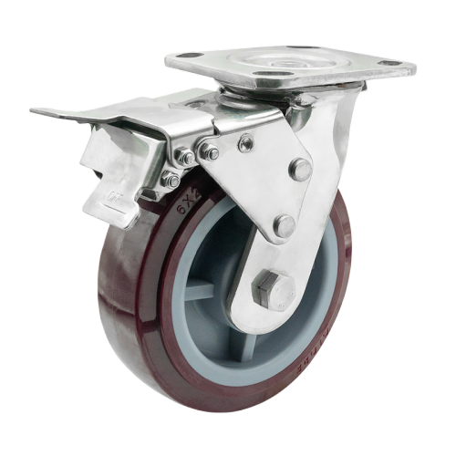 5" x 2" Premium PU Wheel,4.5" x 4" Top Plate Swivel Casters with Metal Total Lock, 772 lbs Load Rating