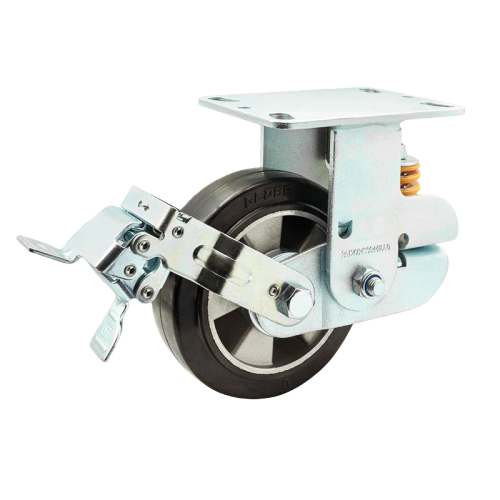 5" x 2" Rubber Wheel,6.2" x 4.5" Spring Loaded Casters with Metal Tread Brake, 661 lbs Load Rating