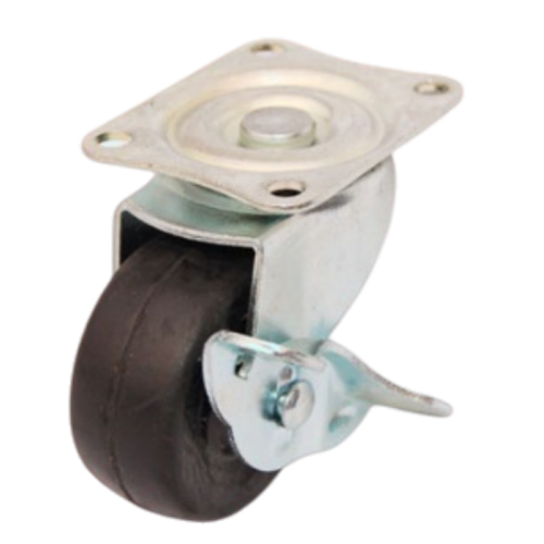 2.5" x 1" Rubber Wheel,2.8" x 2.3" Top Plate Swivel Casters with Metal Side Brake, 88 lbs Load Rating