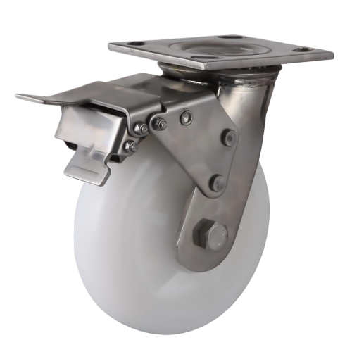 4" x 2" PP Wheel,4.5" x 4" Top Plate Swivel Casters with Metal Total Lock, 617 lbs Load Rating