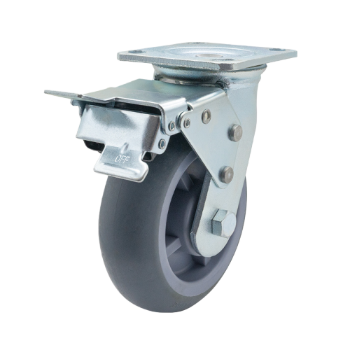 6" x 2" Premium TPR Wheel,4.5" x 4" Top Plate Swivel Casters with Metal Total Lock, 463 lbs Load Rating