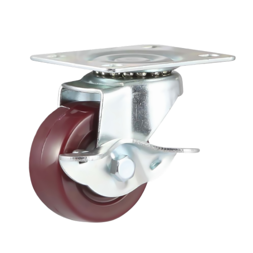 2" x 1" Premium PU Wheel,2.8" x 2.2" Top Plate Swivel Casters with Metal Side Brake, 132 lbs Load Rating