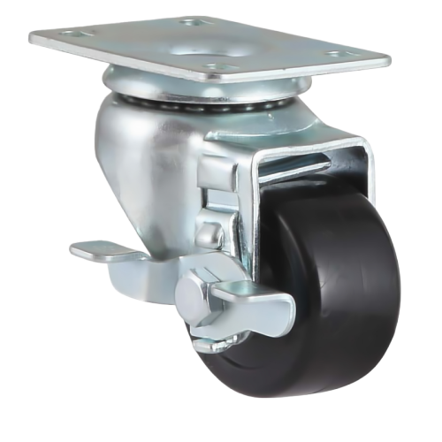 3" x 2" Premium Nylon Wheel,4" x 3" Top Plate Swivel Casters with Metal Side Brake, 441 lbs Load Rating