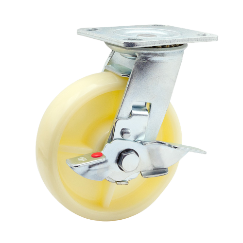 4" x 2" Nylon Wheel,4.5" x 4" Top Plate Swivel Casters with Metal Side Brake, 441 lbs Load Rating