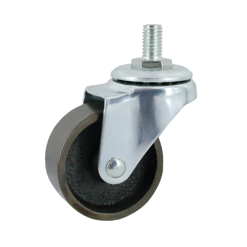 1.5" x 0.5" Ductile Iron Wheel, Threaded Stem Casters, 44 lbs Load Rating